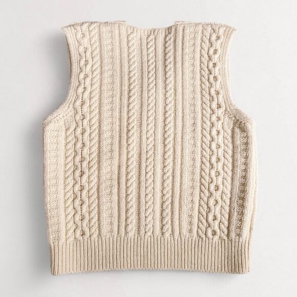 Vintage 100% Aran Wool Fisherman Sweater Vest Cableknit Oldmoney Made In Ireland - Picture 7 of 10